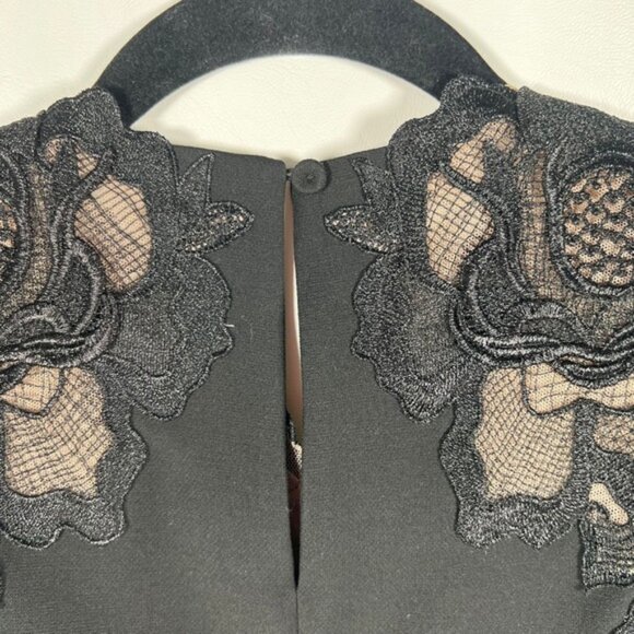 NWT BCBGMAXAZRIA VALENTINE Lace Aplique Sleeveless Black Mini Dress IZD6Y967 XXS - Picture 12 of 16